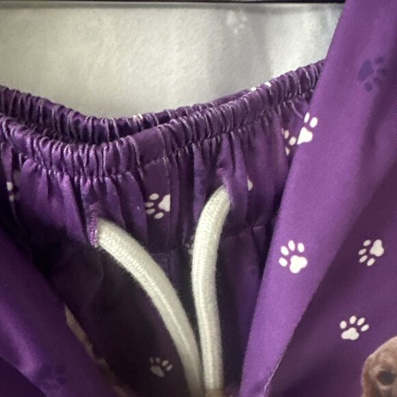 Golden Retriever Womens Pajama Set Medium Dog Purple Paw Prints Novelty Stretch - Picture 4 of 9